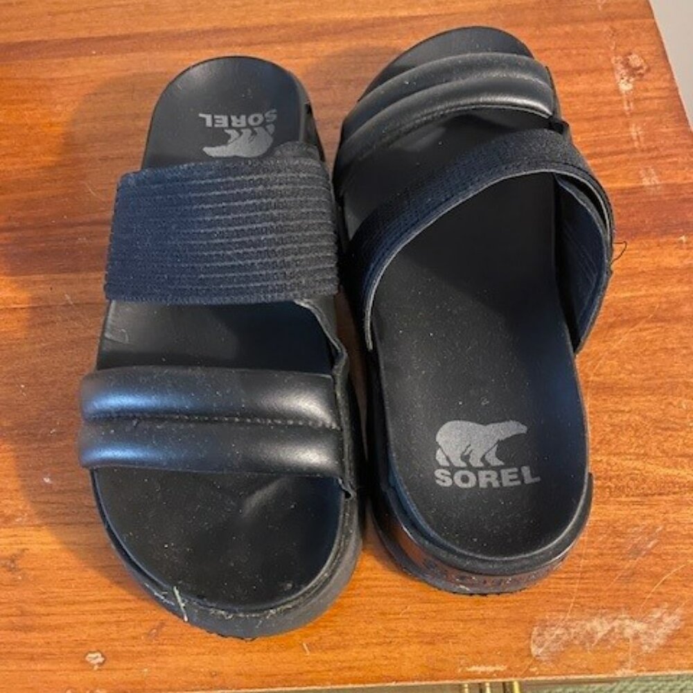 Sorel black sandals